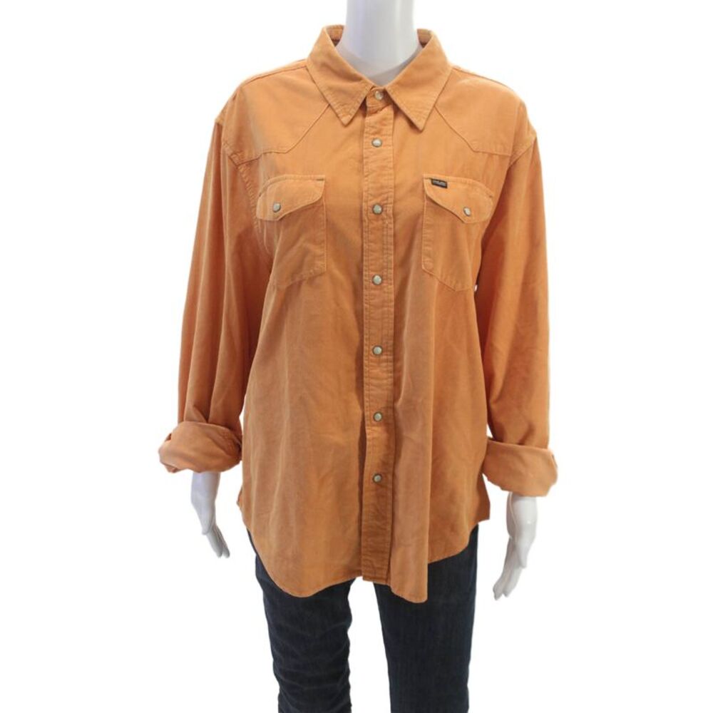 True Grit Mens Western Corduroy Snap Button-Up Long Sleeve Orange Size L